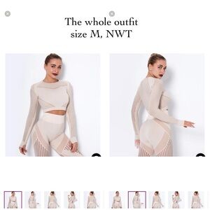 Beige Cutout Knit Two-Piece Set